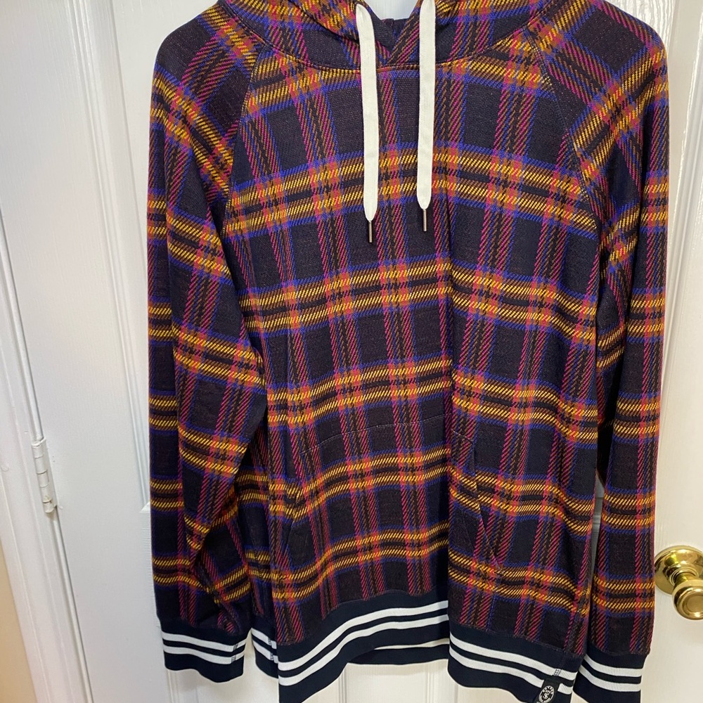 Todd Snyder navy plaid wool hoodie